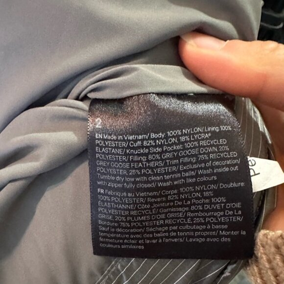 Lululemon Wunder Puff 600 downfill Long Waterproof light grey Puffer jacket Coat - Picture 13 of 13